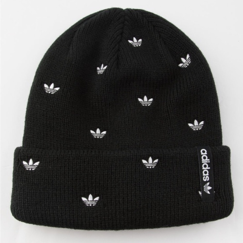 SOLD - Adidas Originals Allover Print Embroidered Beanie Black White